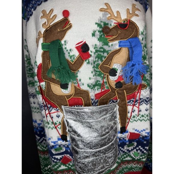33 Degrees Funny Christmas Sweater Reindeer Party Design - Size L - Picture 2 of 10